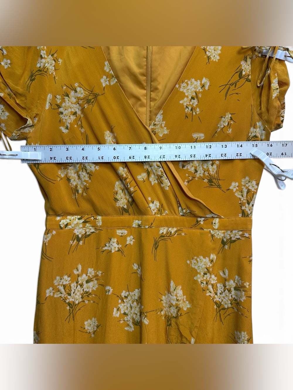 Madewell Mustard Yellow Floral Silk Wrap Midi Dress Size 6 - Picture 9 of 14